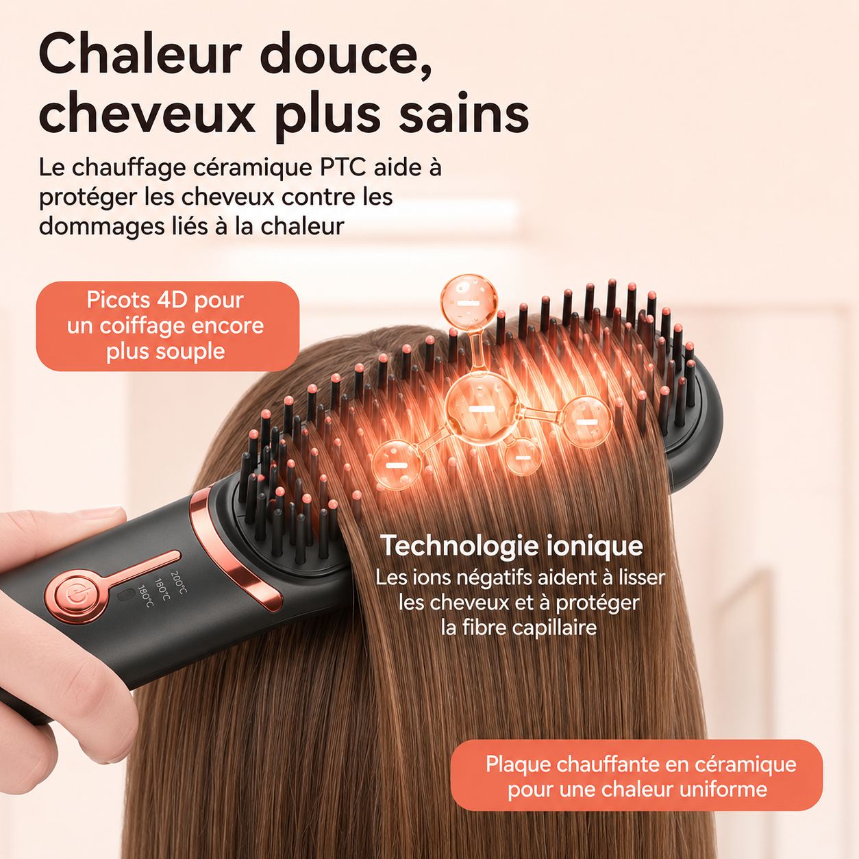 Soleya AirBrush™ Pro | Brosse coiffante sans fil