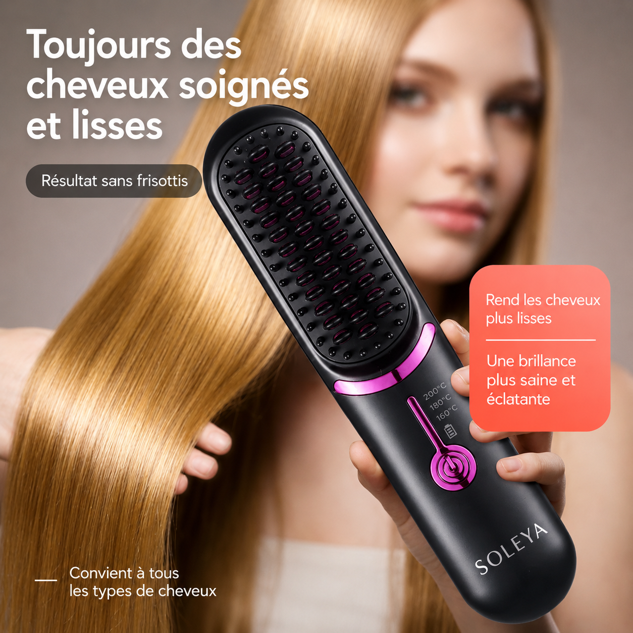 Soleya AirBrush™ Pro | Brosse coiffante sans fil